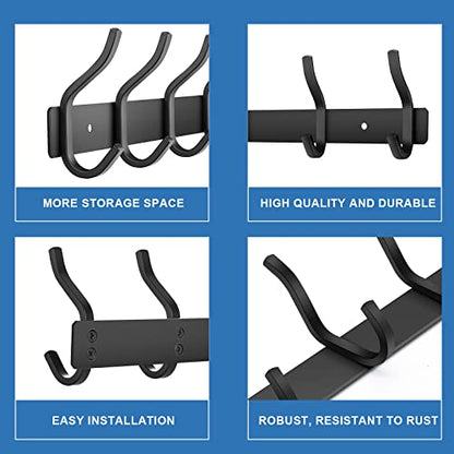 23 Inch Coat Rack Wall Mount with 8 Hooks, Black Wall Hooks, 2 Pack - color: Black, size: 8 Hooks 2 Pieces