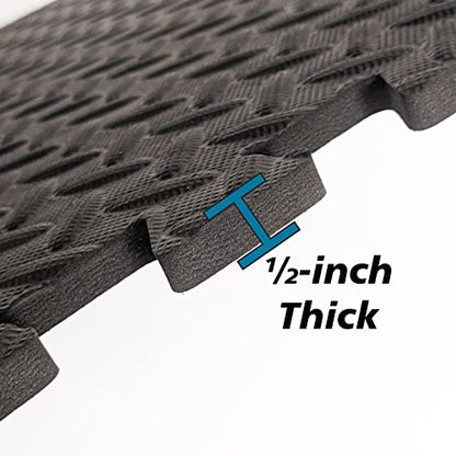 Interlocking Foam Tiles ½-inch Thick Exercise Mat - Soft Supportive Cushion for Exercising or Gym Equipment Floor Protection - SciencePurchase (24 Sqare Feet (6 Tiles))
