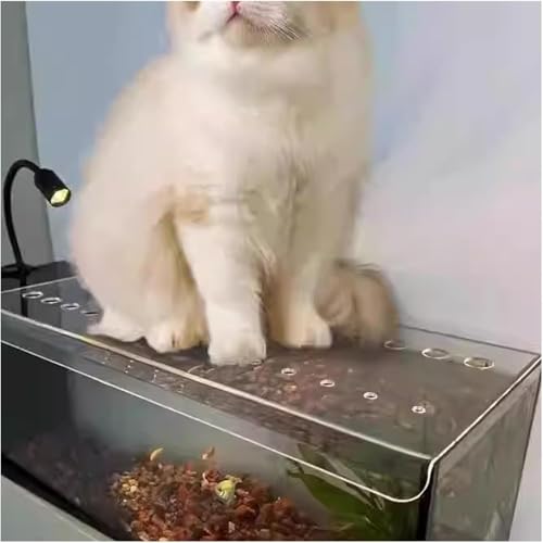 Cat-Proof Aquarium Lid - Clear Acrylic Fish Tank Cover with Air Vent, Customizable Terrarium Hood, Jump-Proof Design for 52x16in Tanks L10xW10in/25.4x25.4cm