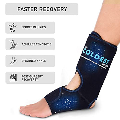 Coldest Foot Ankle Achilles Pain Relief Ice Wrap with 2 Cold Gel Packs | Best for Achilles Tendon Injuries, Plantar Fasciitis, Bursitis & Sore Feet Built for Cold Therapy (2-Pack) - color: With Adjustable Straps (Pack of 2)