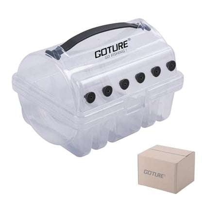 Goture Fishing Line Storage Box 1/2Pcs, 6(2 Large + 4 Standard) Slots Fishing Line Case, PP Clear Visibility Fishing Line Organizer, Silicone Holes Line Spool Box