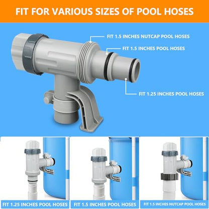 Pool Hose Adapter for Above Ground Swimming Pool, Pool Replacement Parts with Plunger Valve and Pool Pipe Holder Pool Pump Parts (2 pcs)