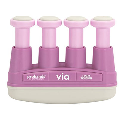 Prohands VIA Hand Exerciser, Finger Exerciser (Hand Grip Strengthener), Spring-Loaded, Finger-Piston System, Isolate and Exercise Each Finger - color: Pink - Via, size: 4 lb (Light Tension)