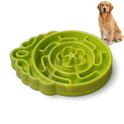 Slow Feeder Dog & Cat Bowl - Interactive Maze Puzzle Dish for Healthy Digestion, Anti-Gulping Food Grade Feeder(Green)