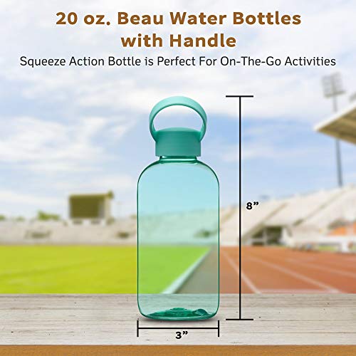 DISCOUNT PROMOS 10 Beau Water Bottles with Handle Set, 20 oz. - Flexi-Grip, Plastic, Drinkware - Mint - color: - Blank - Mint, size: 10 bottles