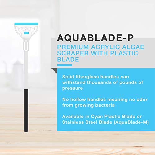 AquaBlade P - Acrylic Safe Aquarium Scraper w/ Plastic Blade, Long, 24-inches