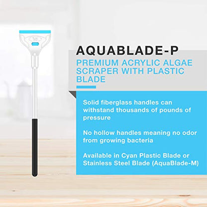 AquaBlade P - Acrylic Safe Aquarium Scraper w/ Plastic Blade, Long, 24-inches