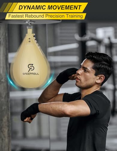 Speed Bag,Speed Bag for Boxing,PU Leather Reflex Training Pear Shaped Punching Bag,Fast Reaction Skills Development Perfect for Kids Teens Adults Boxing Coaches - color: Pro Beige(9.5" x 7.1")