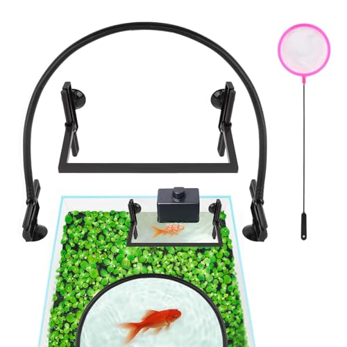 Aquarium Floating Plant Corral, Floating Plant Barrier with Suction Cups, Self-Adjusting Height for Water Level Changes, Helps Keep Floating Plants Away from Filter Flow, for Framed/Frameless Tanks