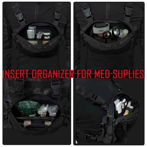6 Piece Tactical Bag Insert Pack, Modular Elastic Loop Panel Organizers Pouch Insert Attachment with Hook Backed Fastener for Backpack Accessories