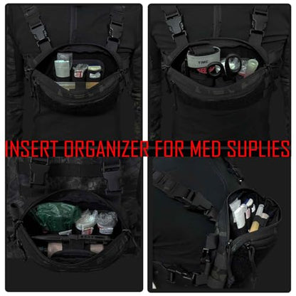 6 Piece Tactical Bag Insert Pack, Modular Elastic Loop Panel Organizers Pouch Insert Attachment with Hook Backed Fastener for Backpack Accessories