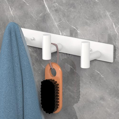 PMMASTO Wall Mounted Coat Rack, White- 3 Hooks, 2 Pack, T Shape - color: White, size: 3 "T" Hooks, 2PACK