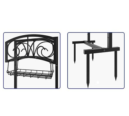 Fire Beauty Garden Hose Holder,Freestanding Water Hose Holder with Storage Basket,In ground Hose Rack Organizer for Outdoor,Detachable Hose Holder Stake,Hose Reel Stand for Outside Lawn Yard - style: Scroll Design