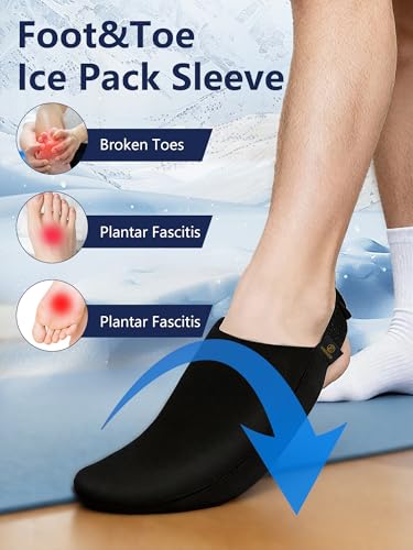 Foot Ice Pack for Toes,Freeze Flexible Ice Gel Socks Cold &Hot Therapy,Foot & Toe Ice Pack Wrap for Tendonitis, Plantar Fasciitis, Swelling, Sprained,Sport Injuries,Black (1 PC) (Black-2 Packs) - color: Black-2 Packs