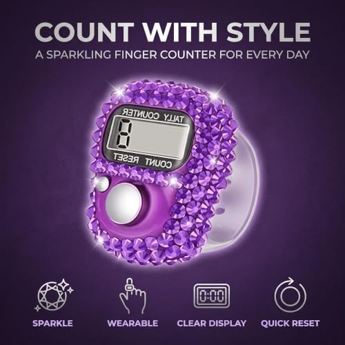Electronic Tally Counter with Display, Resettable Portable Electronic Finger Counter for Golf, Track and Field, Lap Counting - color: Purple