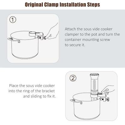 Sous Vide Bracket Clamp Replacement: KitchenBoss Sousvide Fixing Bracket with Silicone Shim, Compatible with Anova, Greater Goods, Fits Sous-vide in The 2.08-2.46 Inch Diameter Range, BK300B