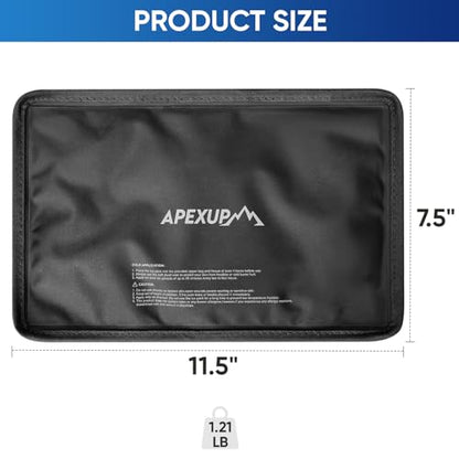 APEXUP Gel Ice Packs for Injuries Reusable, Flexible Double Sided Cold Packs for Injuries, Ice Pack for Knee, Shoulder, Back, Hip, Leg, Arm (Black, 11.5"x7.5", 2PK) - size: M-2PK (11.5"x7.5"), style: Black