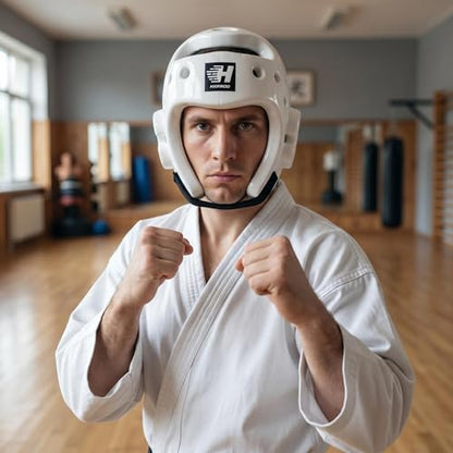 Taekwondo Sparring Head Guard, Competition Protection Headgear for Taekwondo, Karate and Martial Arts - color: white, size: Small