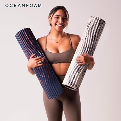 Oceanfoam Tsunami Roller - XL Soft Density Foam (Dark Navy, Red & Natural) - color: Dark Navy, Red & Natural Marbled