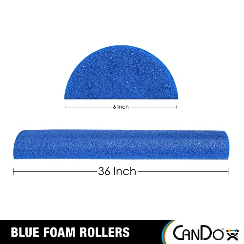 CanDo Blue PE Foam Rollers for Fitness, Exercise Muscle Restoration, Massage Therapy, Sport Recovery and Physical Therapy for Homes, Clinics, and Gyms 6" x 36" Half-Round (Pack of 3) - size: 6" x 36" (Pack of 3)