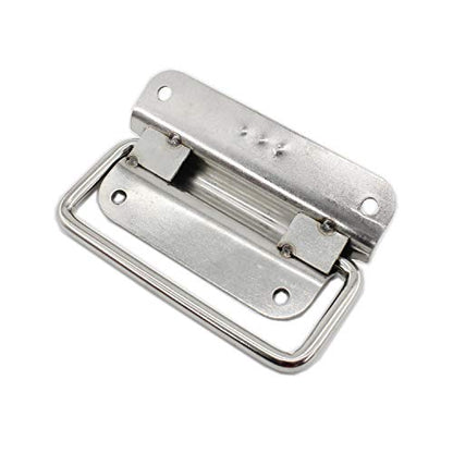 4 Pack Stainless Steel Wardrobe Handle, Foldable Boat Hatch Latch Cabinet Lifting Ring Pull Handle,Cabinet Pull Handle Accessories,Toolbox Door Chest Handle Large - size: Large