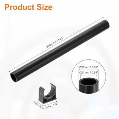 uxcell PVC Rigid Tube, 300mm Length Round Pipe Tubing, 21mm ID 25mm OD Plastic Tubes with Clamp for Aquarium, Water Cooling System, Cable Sleeve, Dark Gray - color: Dark Gray, size: 300mm x 21mm x 25mm
