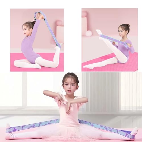 2pcs Stretch Strap for Kids,Elastic Yoga Stretching Strap with Loops, Multi-Loop Adjustable Exercise Stretching Bands，Stretching Resistance Ballet Bands for Dance, Latin, Gymnastics Exercis -8Loops - color: A