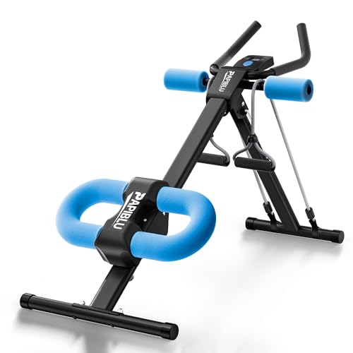 Abdominal Trainers - Adjustable Ab Trainer Machine, Foldable Abdominal Workout Equipment with Knee Protection - Home Gym Core Strength Trainer for Men & Women - color: Blue
