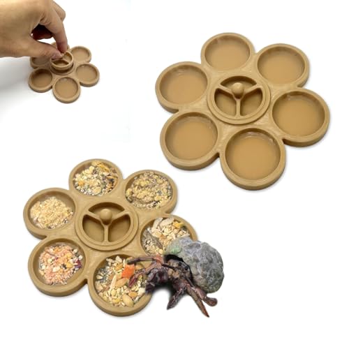 2 Pcs Hermit Crab Food Dish, 9 Grids Food & Water Bowl, Hermit Crab Tank Accessories