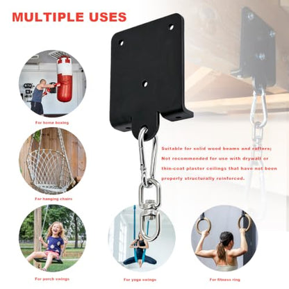 Heavy Punching Boxing Bag Hanger - Heavy Duty Bag Hanger Bracket,360° Rotation Wall Ceiling Mount Wood Beam Hook for Boxing Muay Thai Training,Aerial Yoga Swing & Hammock