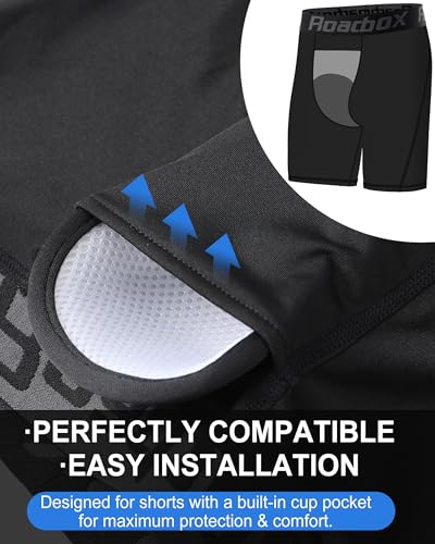 Roadbox Youth Boys Compression Shorts with Protective Cup Baseball Football - color: 1pack Black(1 Cup), size: X-Large