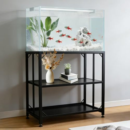 Fish Tank Stand 40 Gallon, Metal Aquarium Stand with Adjustable Shelves, 660 lbs Top Load Capacity, Floor-Protecting Rubber Pads