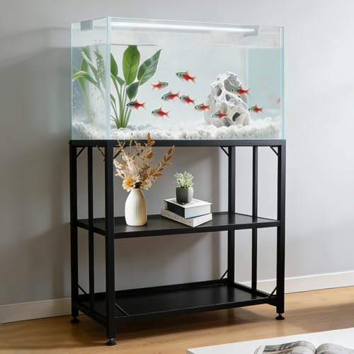 Fish Tank Stand 40 Gallon, Metal Aquarium Stand with Adjustable Shelves, 660 lbs Top Load Capacity, Floor-Protecting Rubber Pads
