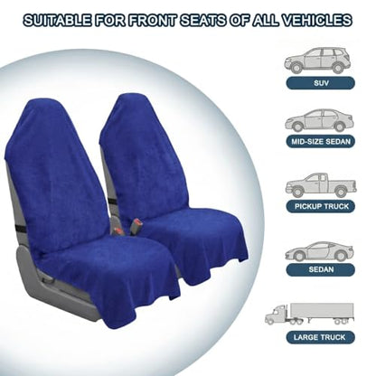 Car Seat Towel Cover, 2pcs Universal Front Seat Protector for Cars, SUVs and Trucks, Sweat Towel Car Seat Cover for Gym, Yoga, Swimming, Pets and Family Travel, Blue - color: Blue