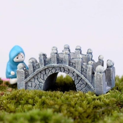 2 Pack Gray & Brown Miniature Stone Arch Bridges - Fairy Garden Ornaments for Dollhouse, Aquarium, Lawn, Patio, and DIY Micro Landscape Decor | Mini Fairy Garden Accessories for Outdoor and Fish Tank