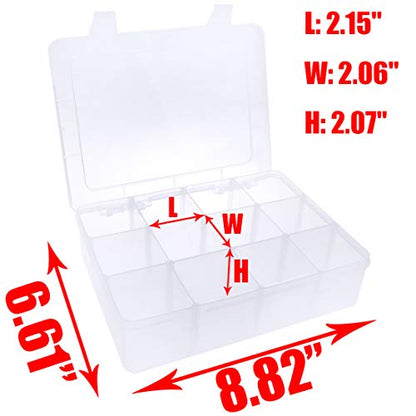 Xiaoyztan Clear Plastic Organizer, 12 Grids with Adjustable Dividers, Jewelry Box Bead Storage Container for Small Parts, Fishing Tackle, DIY Crafts, and Earrings - size: 8.8x6.6x2.3 in