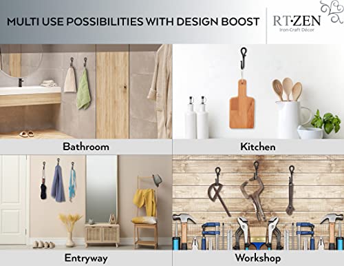 RTZEN Classic Farmhouse Wall Mount Multi-Use Wrought Iron Hook Set (3 Pack) - style: J-Hook Loop