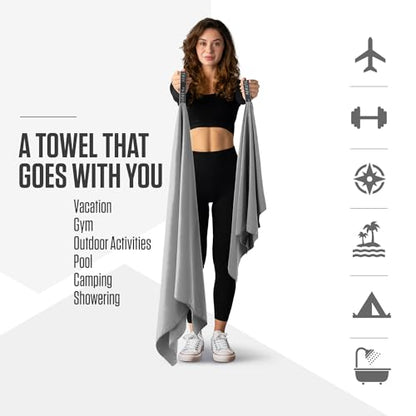 VENTURE 4TH Quick Dry Microfiber Towel for Camping & Gym -Light Gray Medium - color: Light Gray, size: 40.00" x 21.00"