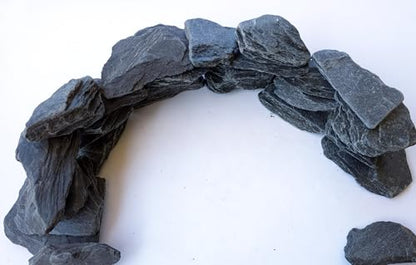 Natural Slate Stone 3 to 5 Inches - USA Sourced and Packaged for Aquascaping Aquariums, Terrariums, Paludariums, Reptiles, Wargaming, Model Railroads, Miniature Gardens, Mosaic Art (12lbs) - size: 12 Pounds