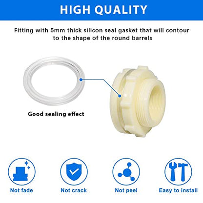 1-1/4" ABS Bulkhead Water Tank Connector Adapter Fitting Thru-Bulk Pipe Fitting (Pack of 2) - size: 1.25 Inch, style: Set of 2