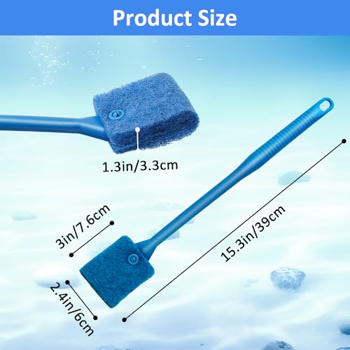 Fish Tank Cleaner with Five Sided Sponge Brush and Long Handle Aquarium Scrubber Alage Scraper for Glass Aquariums Terrarium Home Kitchen(3Pack) - size: 3 Pack