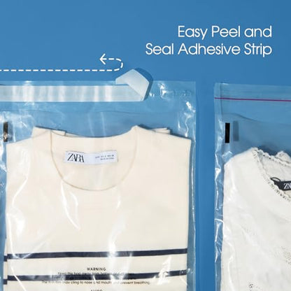 Spartan Industrial - 24" X 36" (200 Count) Self Seal Clear Poly Bags with Suffocation Warning for Packaging, Shipping - Permanent Adhesive - size: 24" x 36"