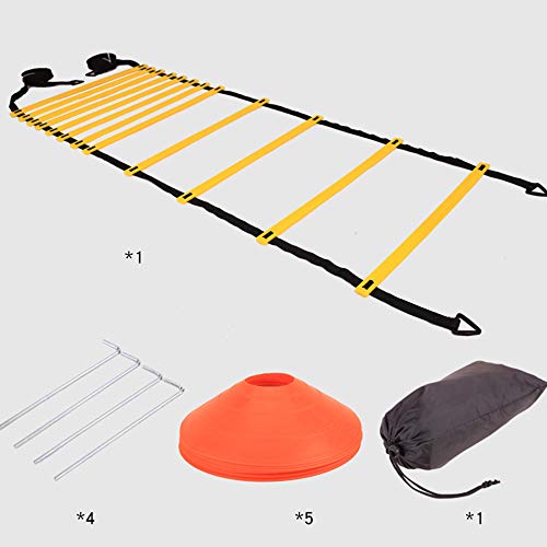 SagaSave Speed Agility Training Equipment Set Training Equipment Includes Agility Ladder Resistance Parachute 5 Agility Disc Cones 4 Steel Pegs