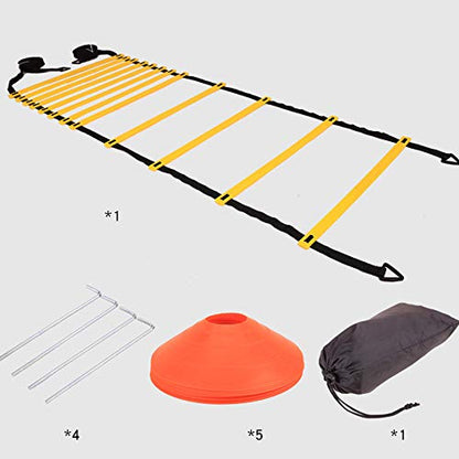 SagaSave Speed Agility Training Equipment Set Training Equipment Includes Agility Ladder Resistance Parachute 5 Agility Disc Cones 4 Steel Pegs