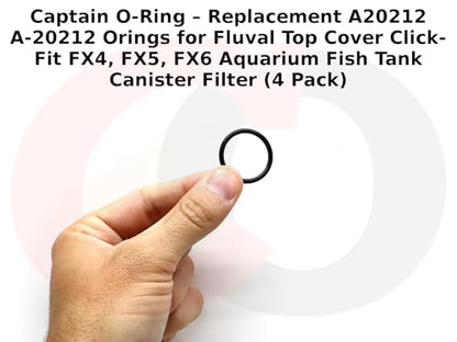 Captain O-Ring – Replacement A20212 A-20212 Orings for Fluval Top Cover Click-Fit FX4, FX5, FX6 Aquarium Fish Tank Canister Filter (4 Pack)