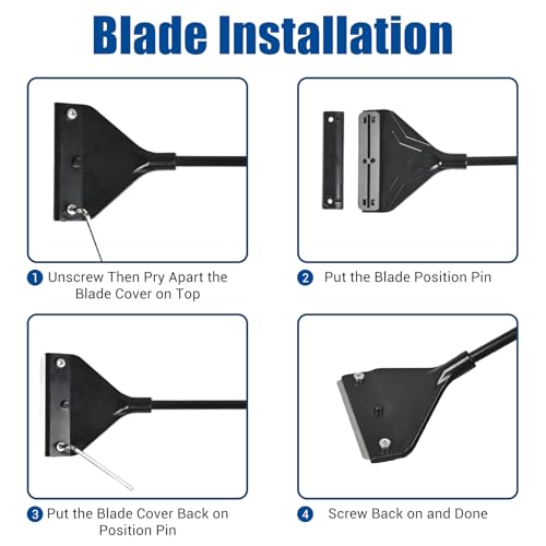 Algae Scraper for Glass Aquariums - 24.5 Inch Rigid Long Handle Aquarium Razor Scraper Tool, Screw-Locked Fish Tank Cleaner with 10 Stainless Steel Blades & Hex Wrench, Optimized for Flat Glass - size: 24.5inch