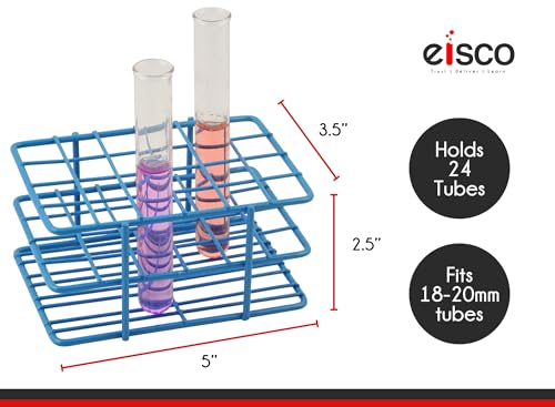EISCO Blue Epoxy Coated Steel Wire Test Tube Rack, 24 Holes, Outer Diameter Permitted of Tubes 15-16mm or Less, 4 X 6 Format - size: Pest Repeller v.475