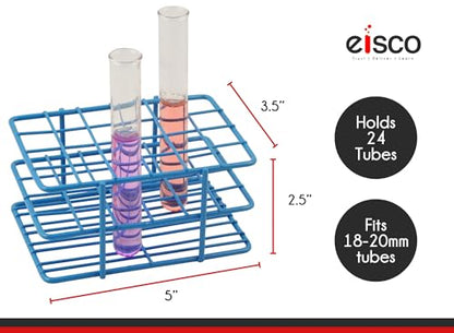 EISCO Blue Epoxy Coated Steel Wire Test Tube Rack, 24 Holes, Outer Diameter Permitted of Tubes 15-16mm or Less, 4 X 6 Format (Pack of 4) - size: Pest Repeller v.475 (Pack of 4)