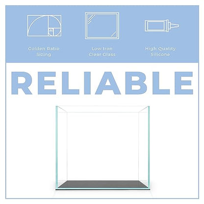 2 Gallon Clear Glass Cube Rimless Tank - Space Saving Aquarium - 7.87 x 7.87 x 7.87 inches