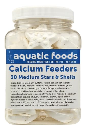 Medium Size Calcium Feeder Stars & Shells for Shrimp, Snails, Crabs, Crayfish, Hermit Crabs and All Tropical Fish…30 Count Jar - size: 30 Count (Pack of 1)